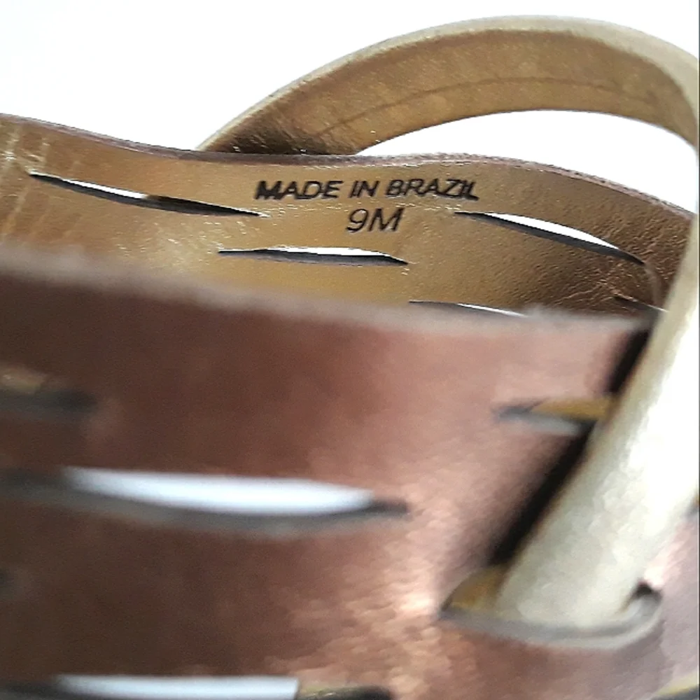 *DVF copper & gold leather slingback cork platform heels 9M Brazil